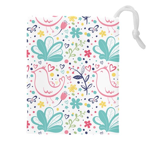 cute bird pattern Drawstring Pouch (4XL) from ArtsNow.com Front