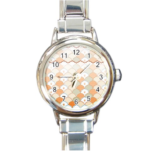 shells pattern Round Italian Charm Watch from ArtsNow.com Front