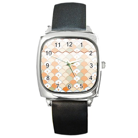 shells pattern Square Metal Watch from ArtsNow.com Front