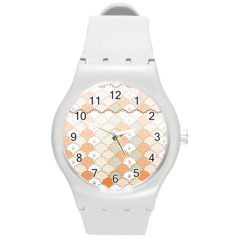 shells pattern Round Plastic Sport Watch (M) from ArtsNow.com Front