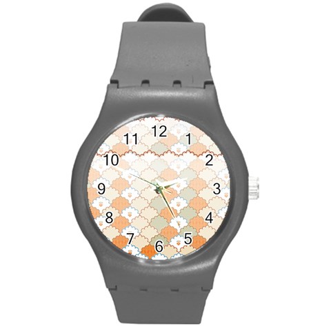 shells pattern Round Plastic Sport Watch (M) from ArtsNow.com Front