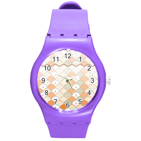 shells pattern Round Plastic Sport Watch (M) from ArtsNow.com Front