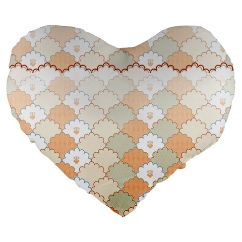 shells pattern Large 19  Premium Flano Heart Shape Cushions from ArtsNow.com Front