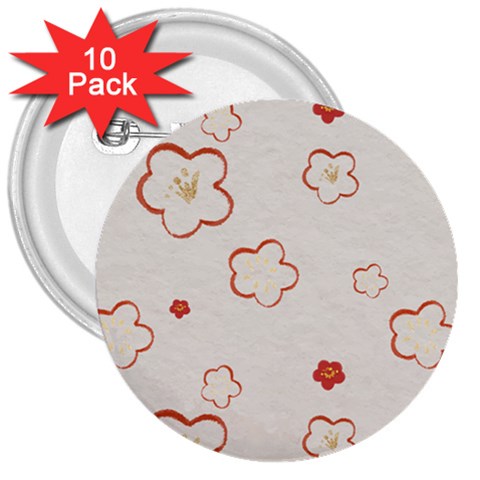 Floral Pattern 3  Buttons (10 pack)  from ArtsNow.com Front