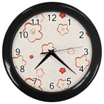 Floral Pattern Wall Clock (Black)