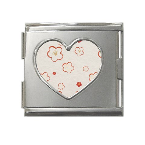 Floral Pattern Mega Link Heart Italian Charm (18mm) from ArtsNow.com Front