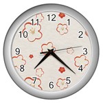 Floral Pattern Wall Clock (Silver)