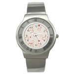 Floral Pattern Stainless Steel Watch