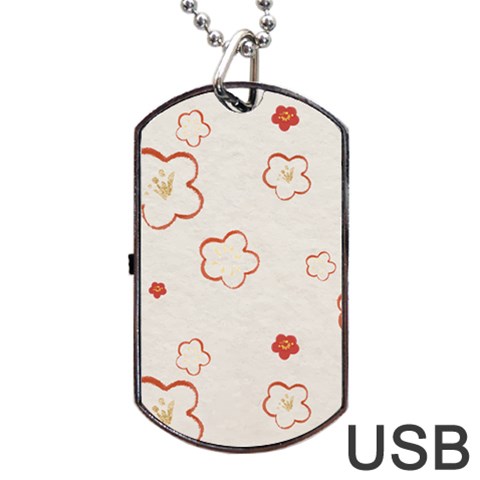 Floral Pattern Dog Tag USB Flash (One Side) from ArtsNow.com Front