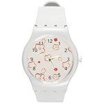 Floral Pattern Round Plastic Sport Watch (M)