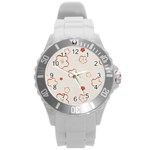 Floral Pattern Round Plastic Sport Watch (L)