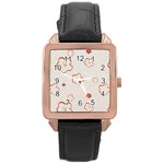 Floral Pattern Rose Gold Leather Watch 