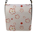 Floral Pattern Flap Closure Messenger Bag (L)