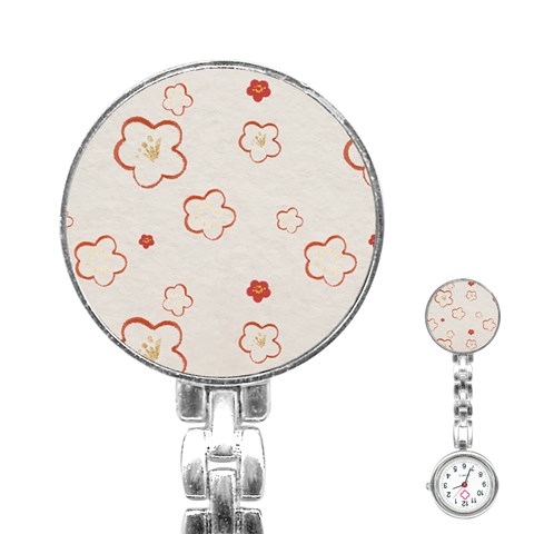 Floral Pattern Stainless Steel Nurses Watch from ArtsNow.com Front