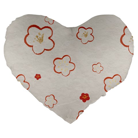 Floral Pattern Large 19  Premium Flano Heart Shape Cushions from ArtsNow.com Front