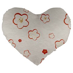 Floral Pattern Large 19  Premium Flano Heart Shape Cushions from ArtsNow.com Front