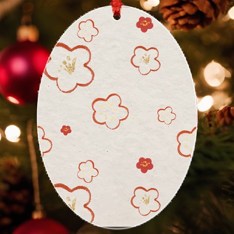 Floral Pattern UV Print Acrylic Ornament Oval from ArtsNow.com Front