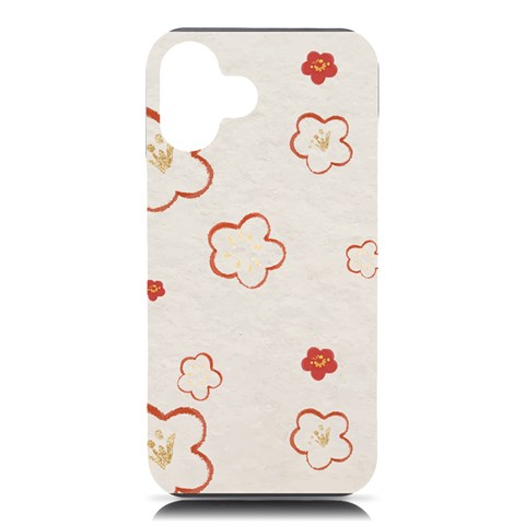 Floral Pattern iPhone 16 Plus Black UV Print PC Hardshell Case from ArtsNow.com Front