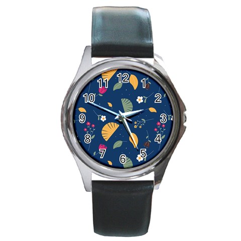 Cute Korean Pattern Round Metal Watch from ArtsNow.com Front