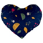 Cute Korean Pattern Large 19  Premium Heart Shape Cushions