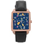 Cute Korean Pattern Rose Gold Leather Watch 