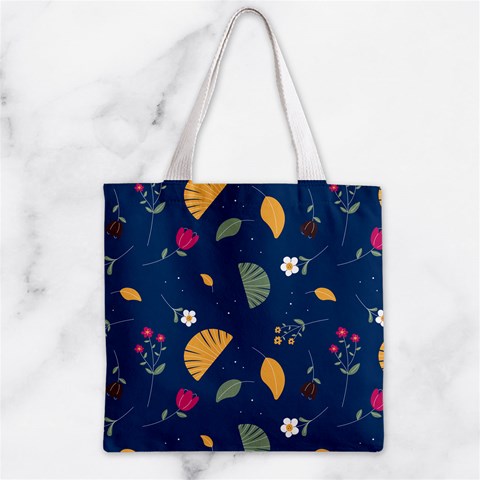 Cute Korean Pattern Zipper Grocery Tote Bag from ArtsNow.com Back