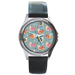 Cute Bird Pattern Round Metal Watch