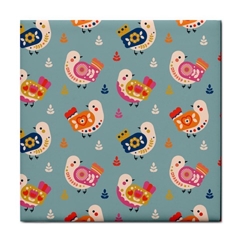 Cute Bird Pattern Tile Coaster from ArtsNow.com Front