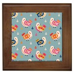 Cute Bird Pattern Framed Tile