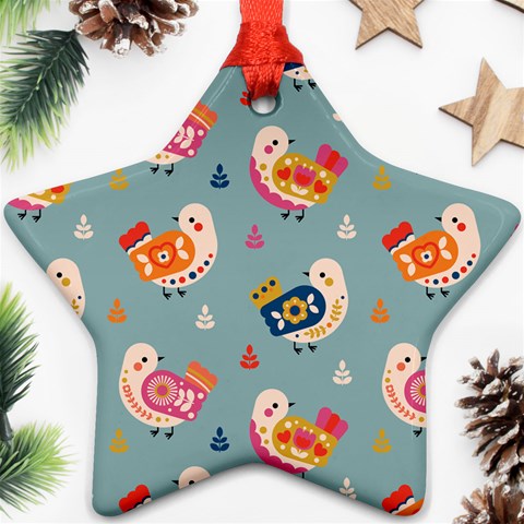 Cute Bird Pattern Ornament (Star) from ArtsNow.com Front