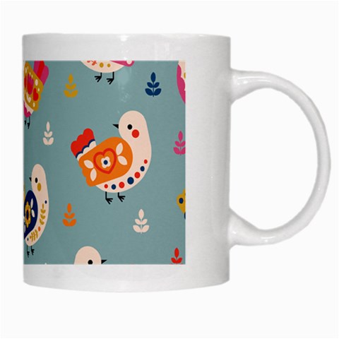 Cute Bird Pattern White Mug from ArtsNow.com Right