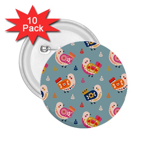 Cute Bird Pattern 2.25  Buttons (10 pack)  from ArtsNow.com Front