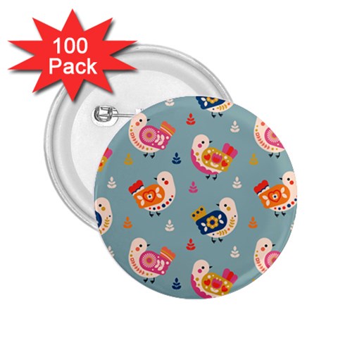 Cute Bird Pattern 2.25  Buttons (100 pack)  from ArtsNow.com Front