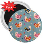 Cute Bird Pattern 3  Magnets (10 pack) 