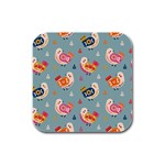 Cute Bird Pattern Rubber Square Coaster (4 pack)