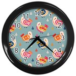 Cute Bird Pattern Wall Clock (Black)