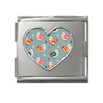 Cute Bird Pattern Mega Link Heart Italian Charm (18mm)