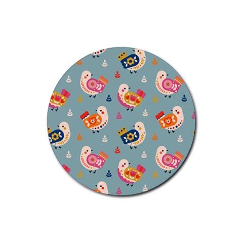 Cute Bird Pattern Rubber Coaster (Round) from ArtsNow.com Front