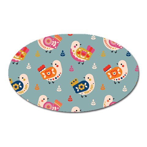 Cute Bird Pattern Oval Magnet from ArtsNow.com Front