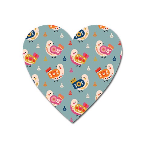 Cute Bird Pattern Heart Magnet from ArtsNow.com Front