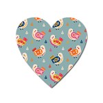 Cute Bird Pattern Heart Magnet