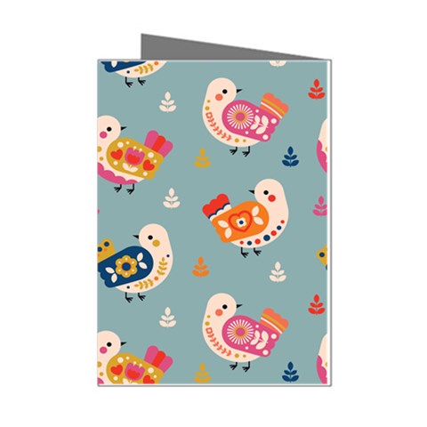 Cute Bird Pattern Mini Greeting Cards (Pkg of 8) from ArtsNow.com Left