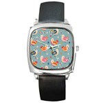 Cute Bird Pattern Square Metal Watch