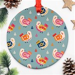 Cute Bird Pattern Round Ornament (Two Sides)