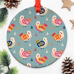 Cute Bird Pattern Round Ornament (Two Sides) from ArtsNow.com Back