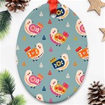 Cute Bird Pattern Oval Ornament (Two Sides)