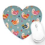 Cute Bird Pattern Heart Mousepad