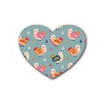 Cute Bird Pattern Rubber Heart Coaster (4 pack)