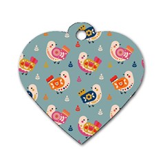 Cute Bird Pattern Dog Tag Heart (Two Sides) from ArtsNow.com Back