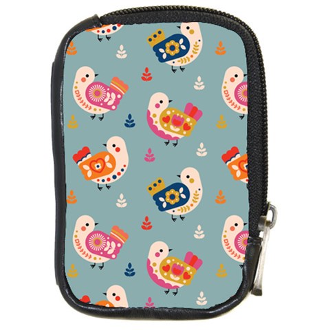 Cute Bird Pattern Compact Camera Leather Case from ArtsNow.com Front